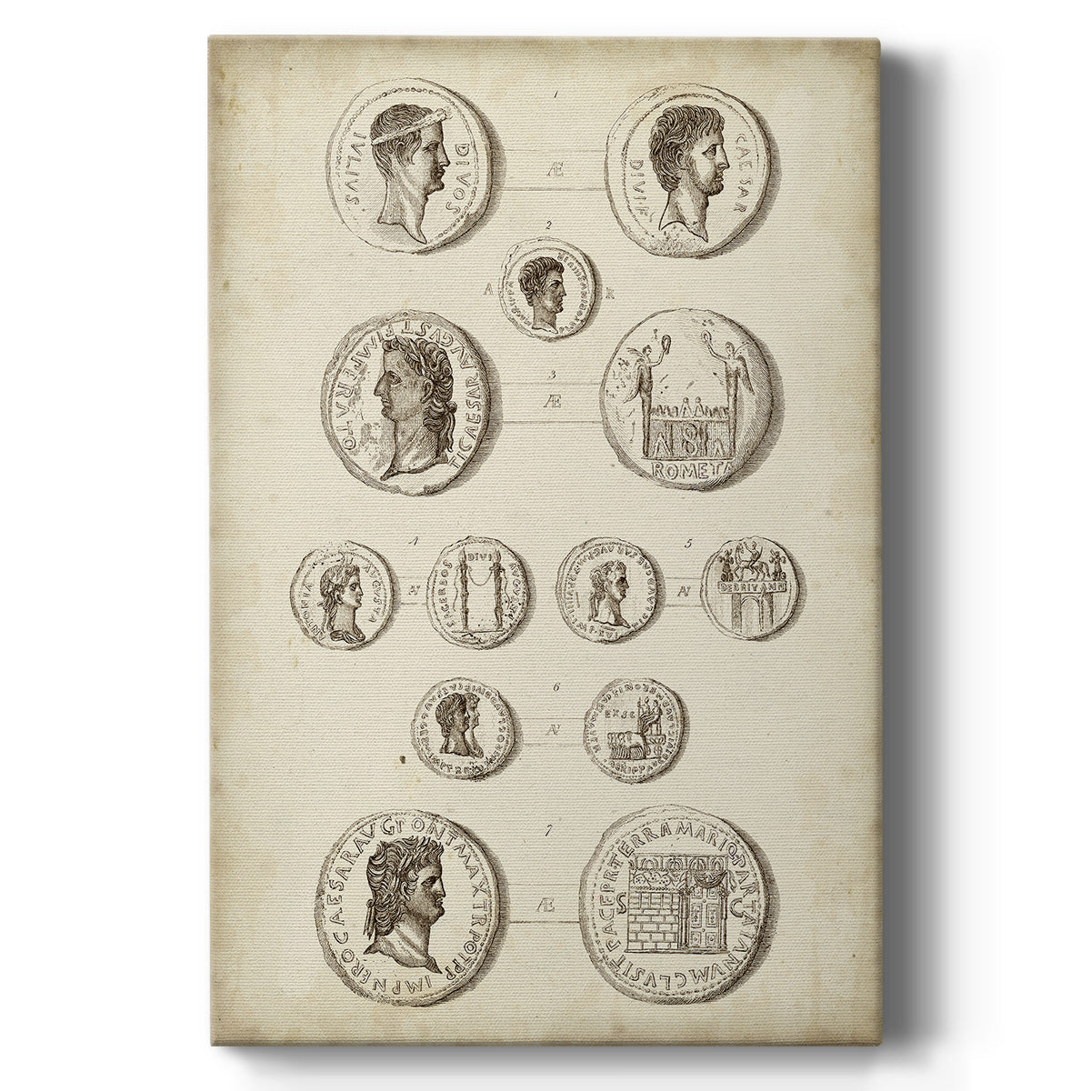 Antique Roman Coins I Premium Gallery Wrapped Canvas - Ready to Hang