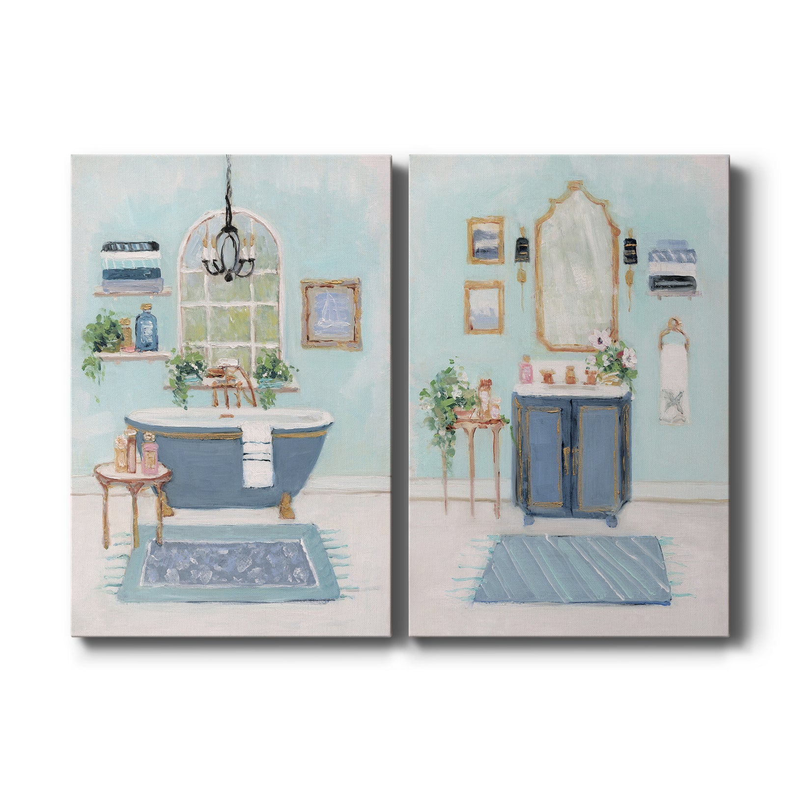 Blue Bath I - Canvas Art Set