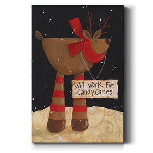 Candycane Reindeer Premium Gallery Wrapped Canvas - Ready to Hang