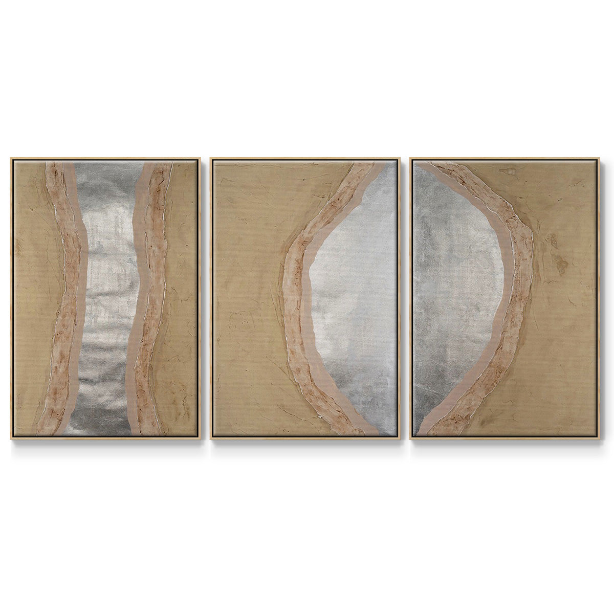 Silver Lake I - Framed Premium Gallery Wrapped Canvas L Frame 3 Piece Set - Ready to Hang