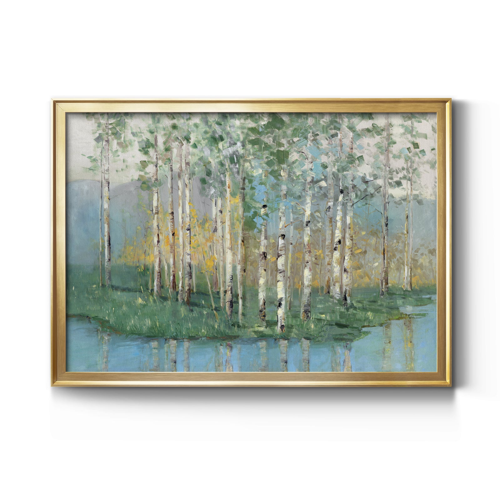 Birch Reflections Revisited - Modern Framed Canvas Print