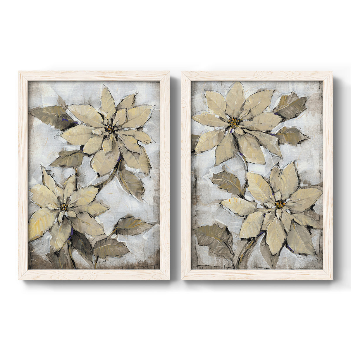 Poinsettia Study I - Premium Framed Canvas 2 Piece Set - Ready to Hang