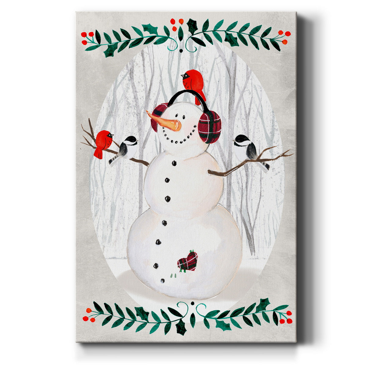 Folk Snowman Forest Collection B Premium Gallery Wrapped Canvas - Ready to Hang