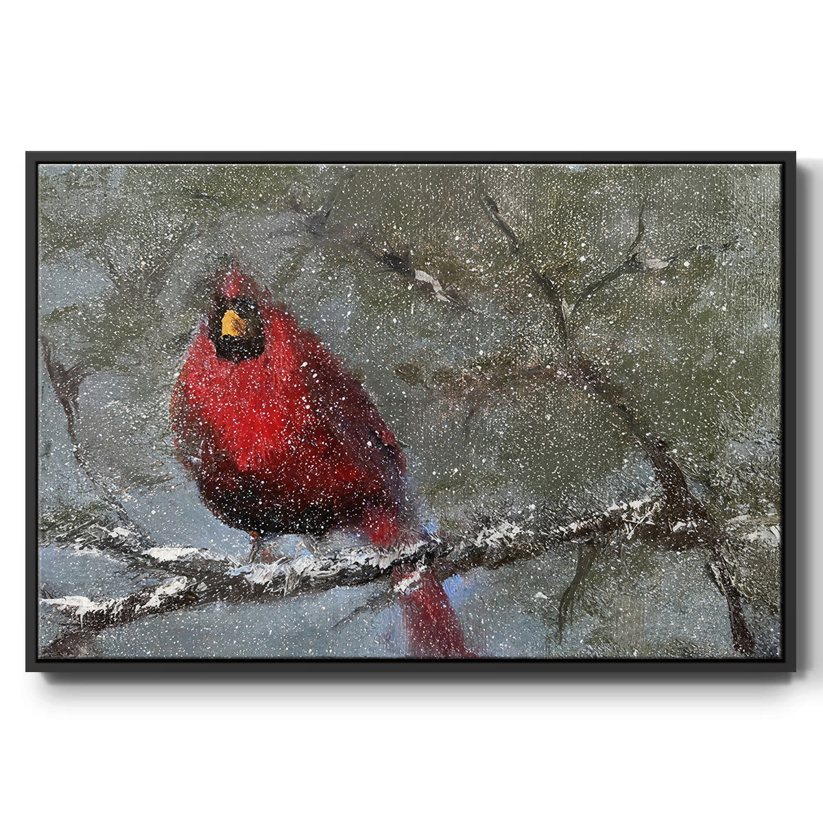 Cardinal in Snow I - Floater Framed Canvas Print