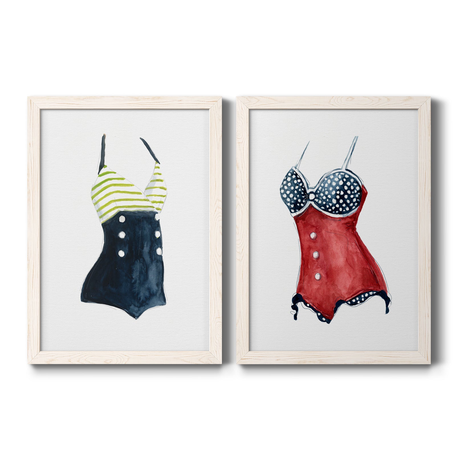 Vintage Swimwear I- Premium Framed Canvas in Barnwood - Ready to Hang