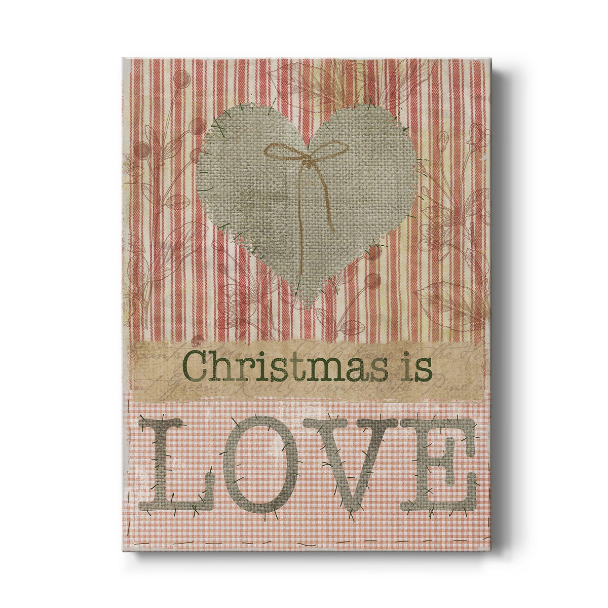 Burlap Christmas Love Premium Gallery Wrapped Canvas - Ready to Hang