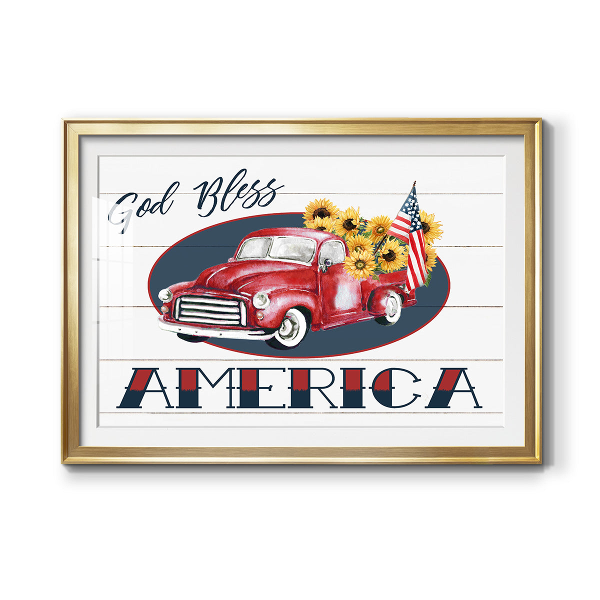 God Bless America Truck - Modern Framed Art Print