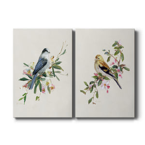 Spring Song Gray Jay Premium Gallery Wrapped Canvas - Ready to Hang - Set of 2 - 8 x 12 Each