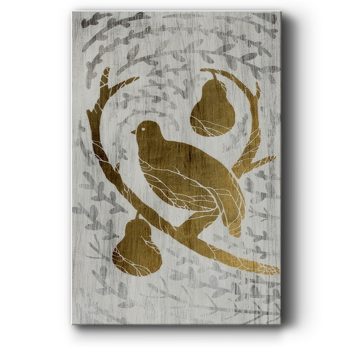 Partridge in a Pear Tree  - Gold Leaf Holiday - Gallery Wrapped Canvas