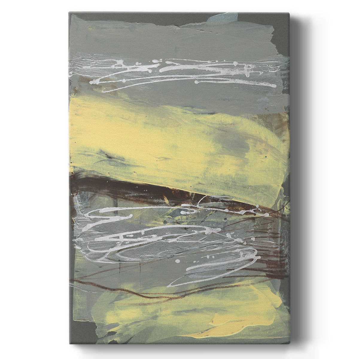 Lemon & Silver Swipe II - Canvas Art Print
