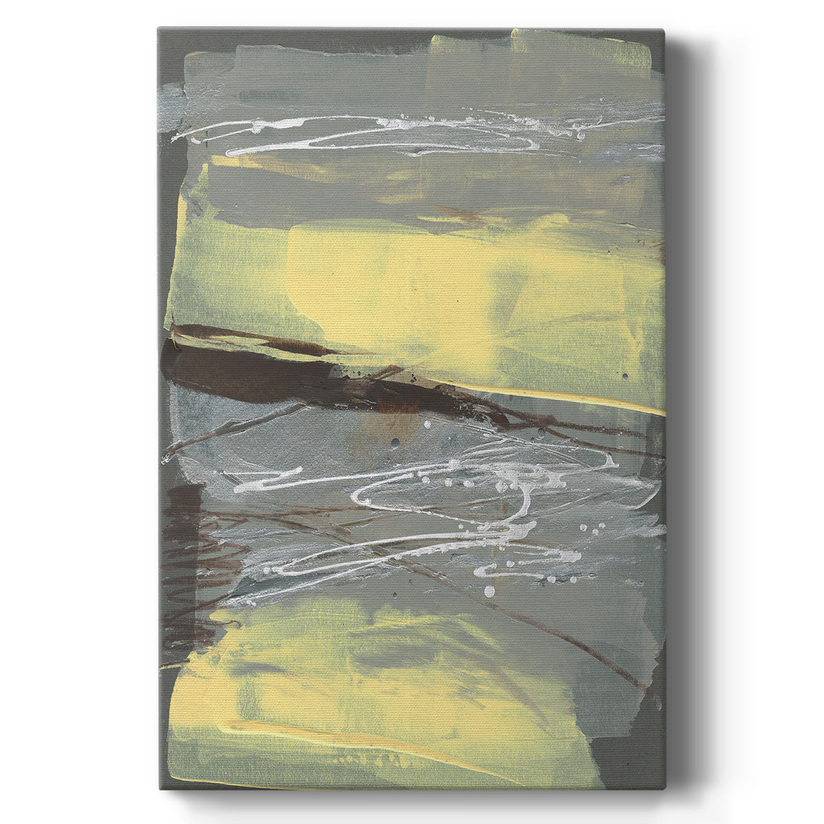 Lemon & Silver Swipe I Premium Gallery Wrapped Canvas - Ready to Hang