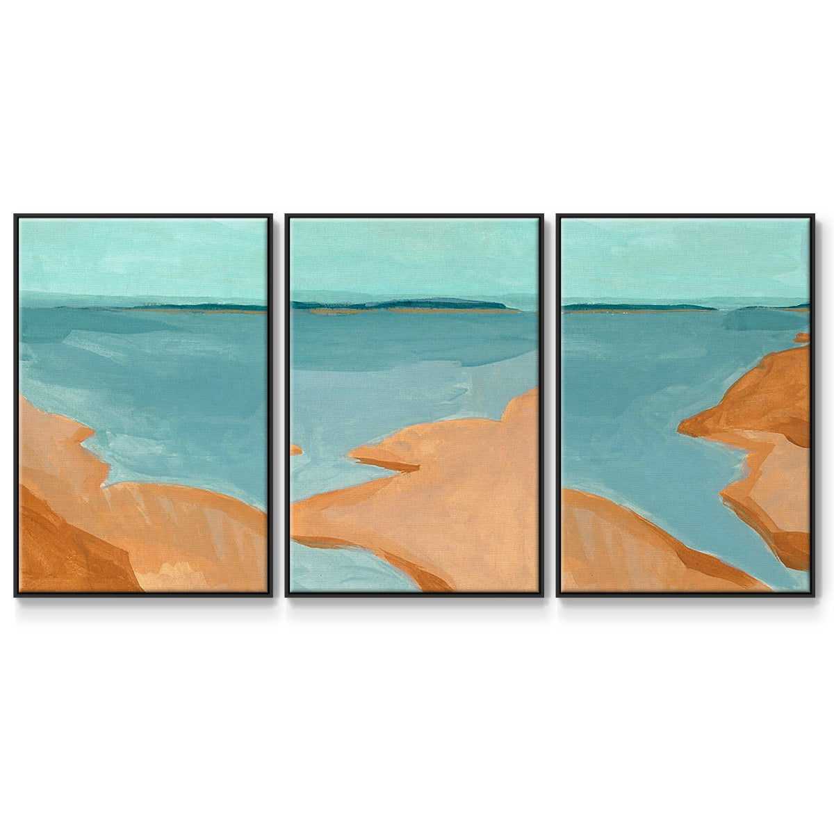 Ornamental Safari Animals I - Framed Premium Gallery Wrapped Canvas L Frame 3 Piece Set - Ready to Hang