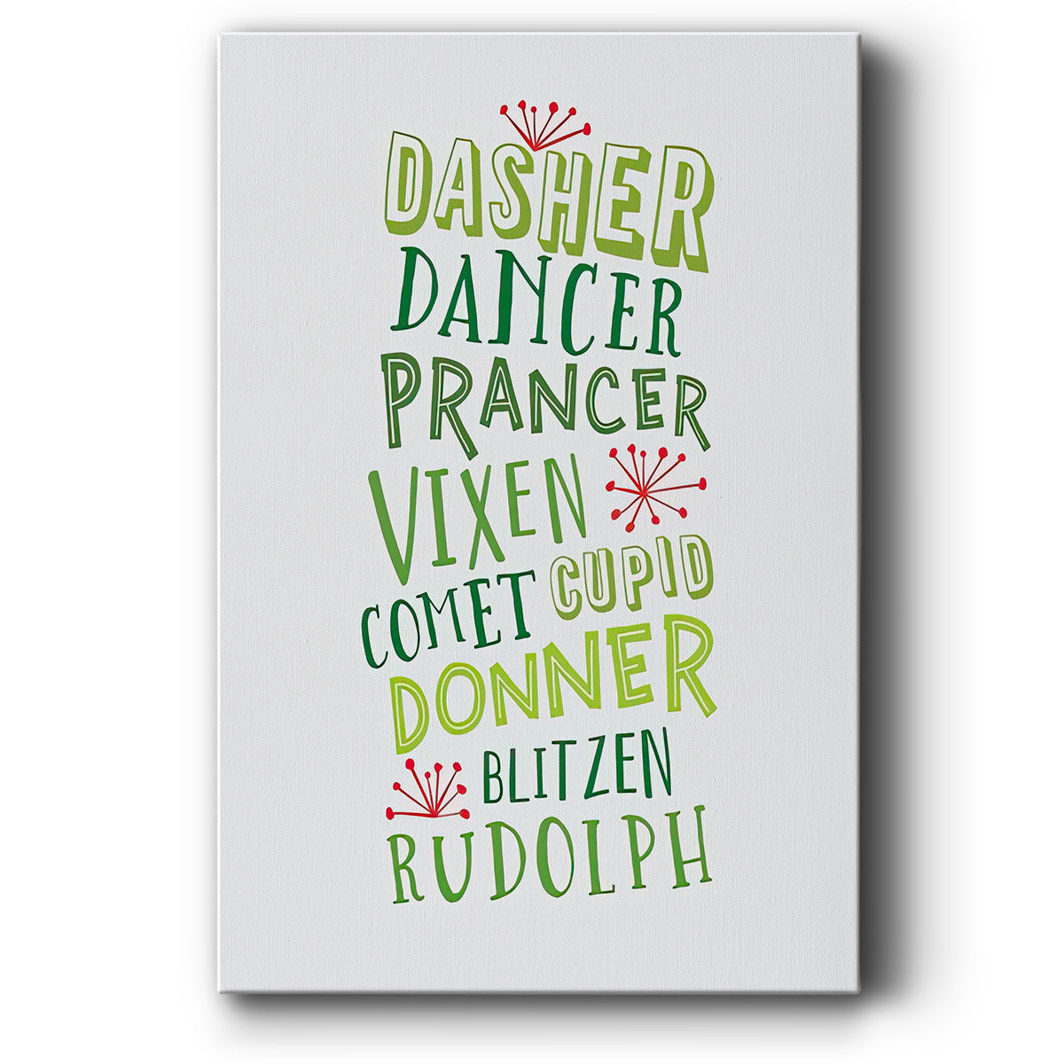 Reindeer Names  - Green - Canvas Art Print