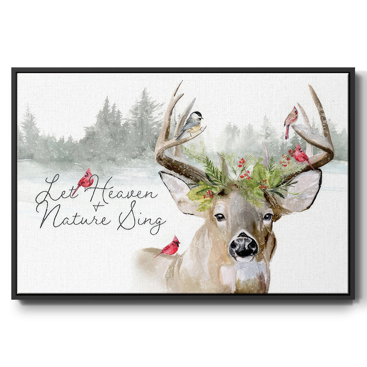 Holiday Deer Collection A - Floater Framed Canvas Print