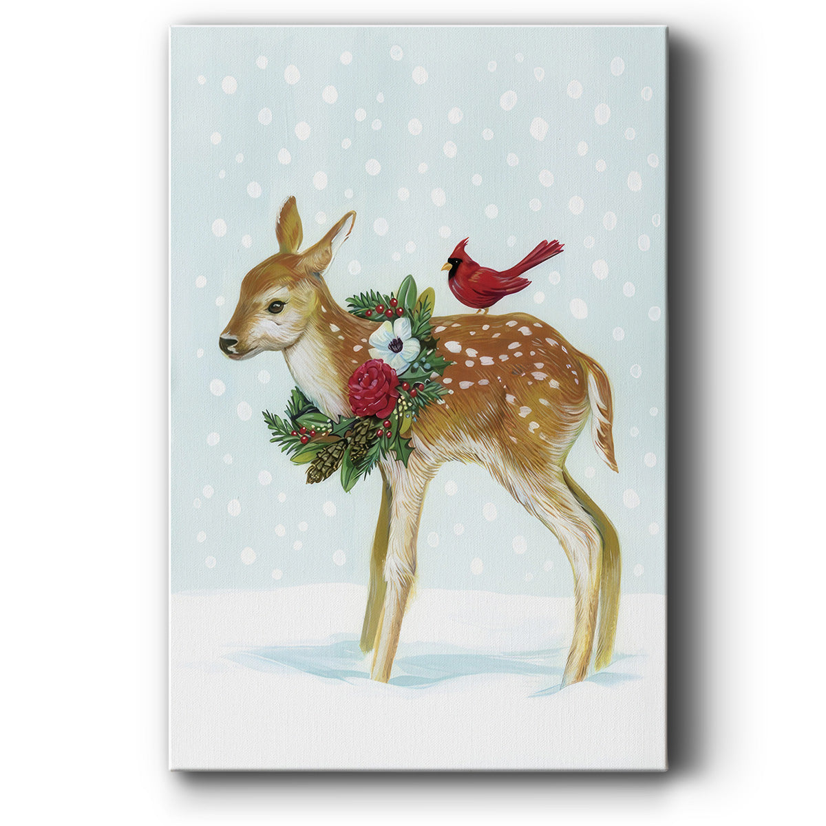 Winter Woodland Creatures with Cardinals II - Canvas Art Print