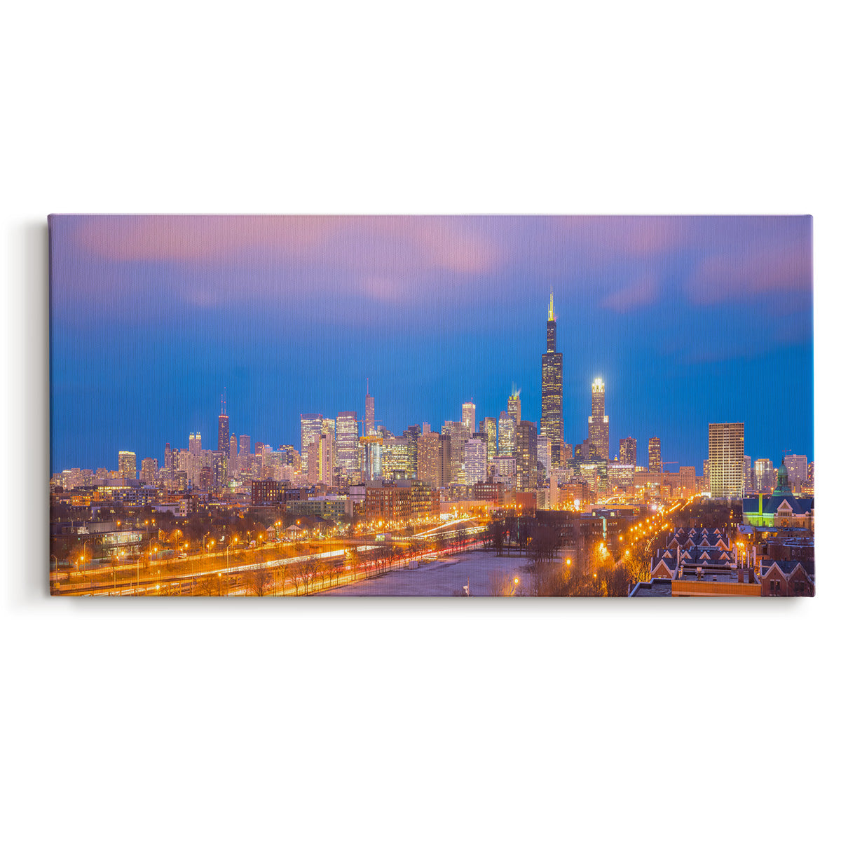 Downtown Chicago Skyline at Sunset - Canvas Art Print