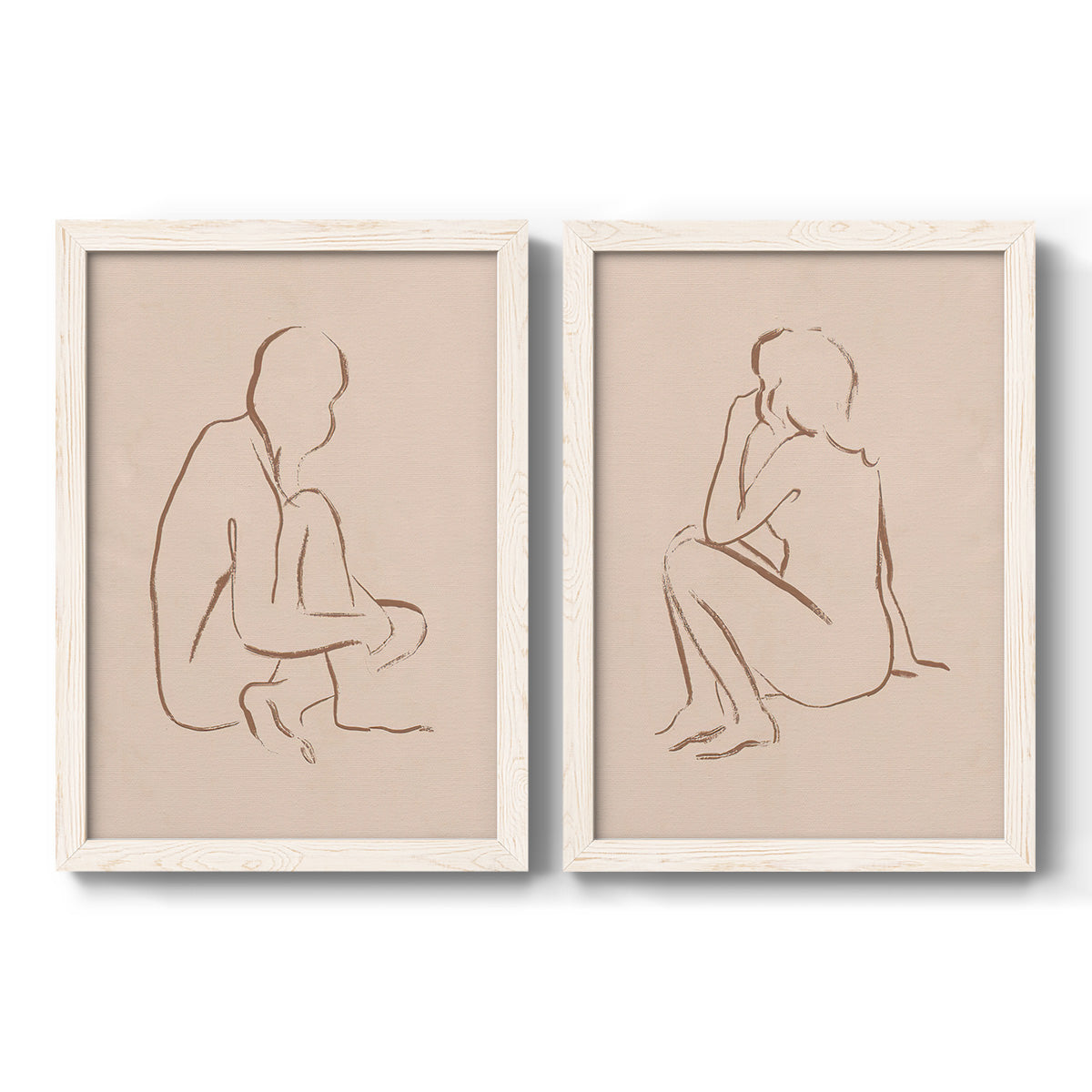 Sketched Pose I - Barnwood Framed Canvas Set