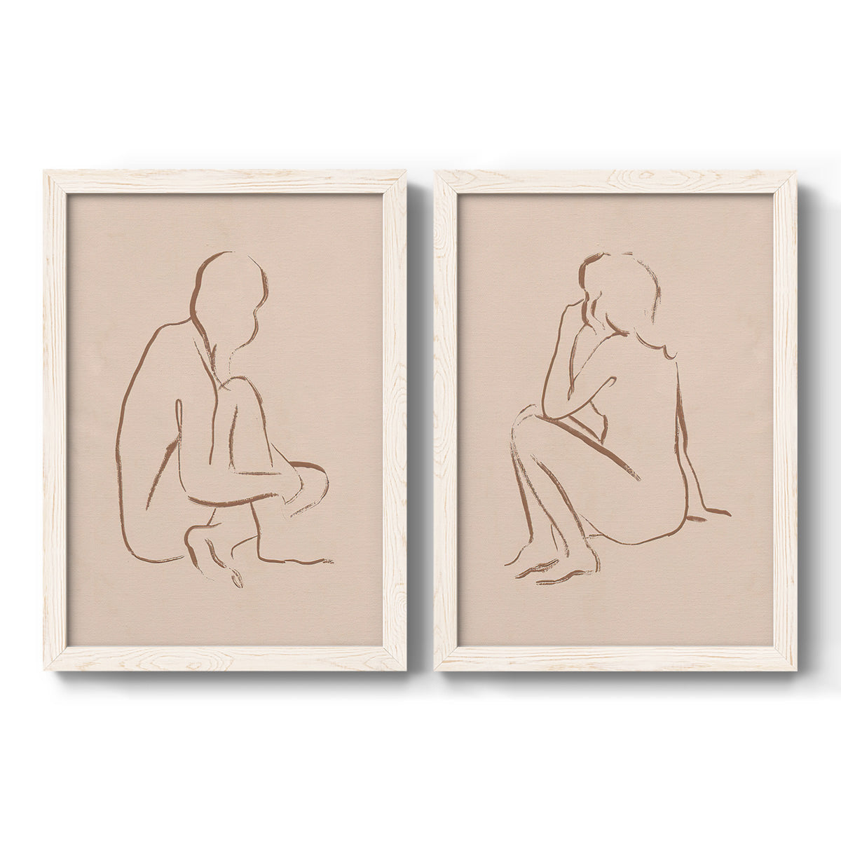 Sketched Pose I - Premium Framed Canvas 2 Piece Set - Ready to Hang