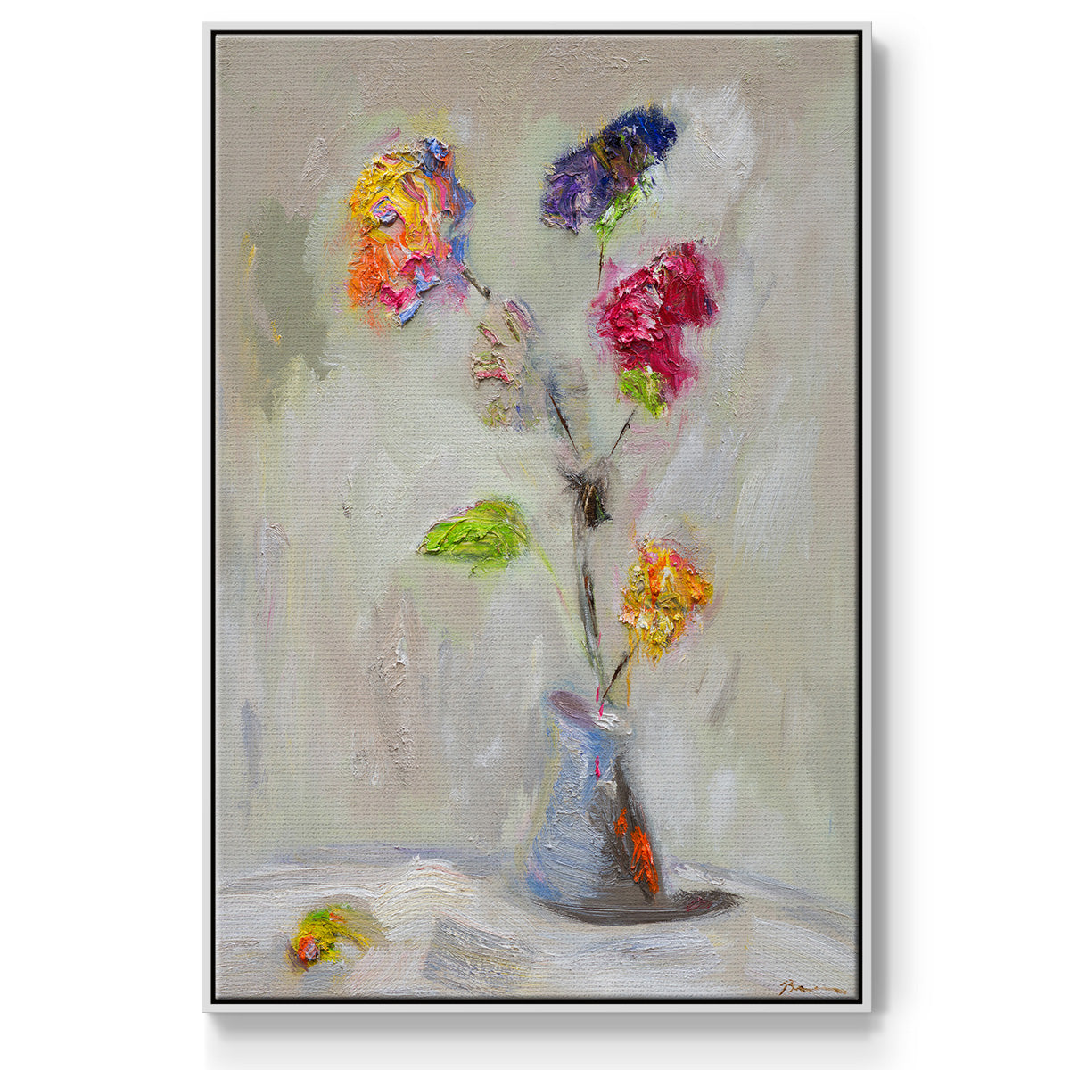 Neoplitan Floral - Framed Premium Gallery Wrapped Canvas L Frame - Ready to Hang