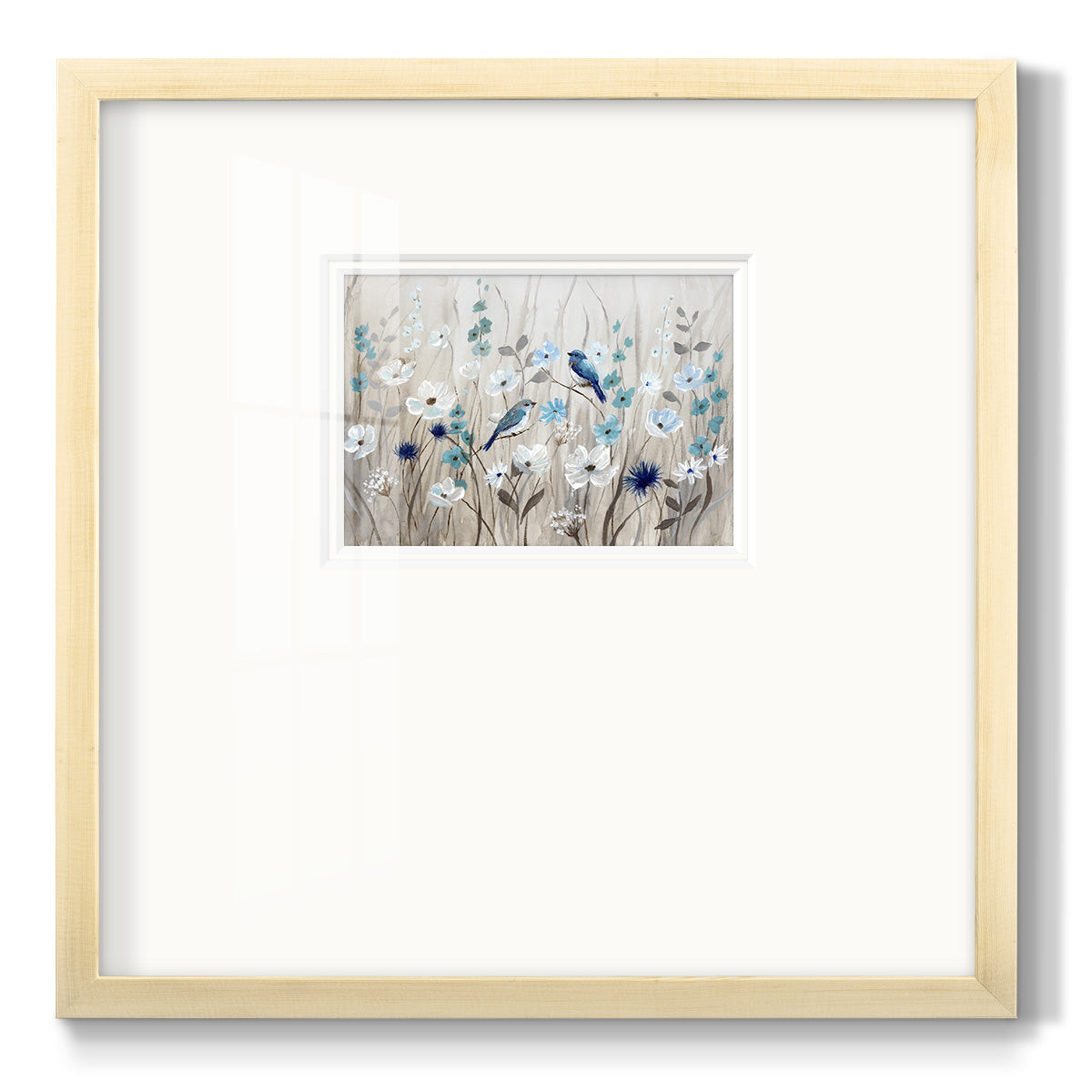 Bluebirds in Spring Premium Framed Print Double Matboard