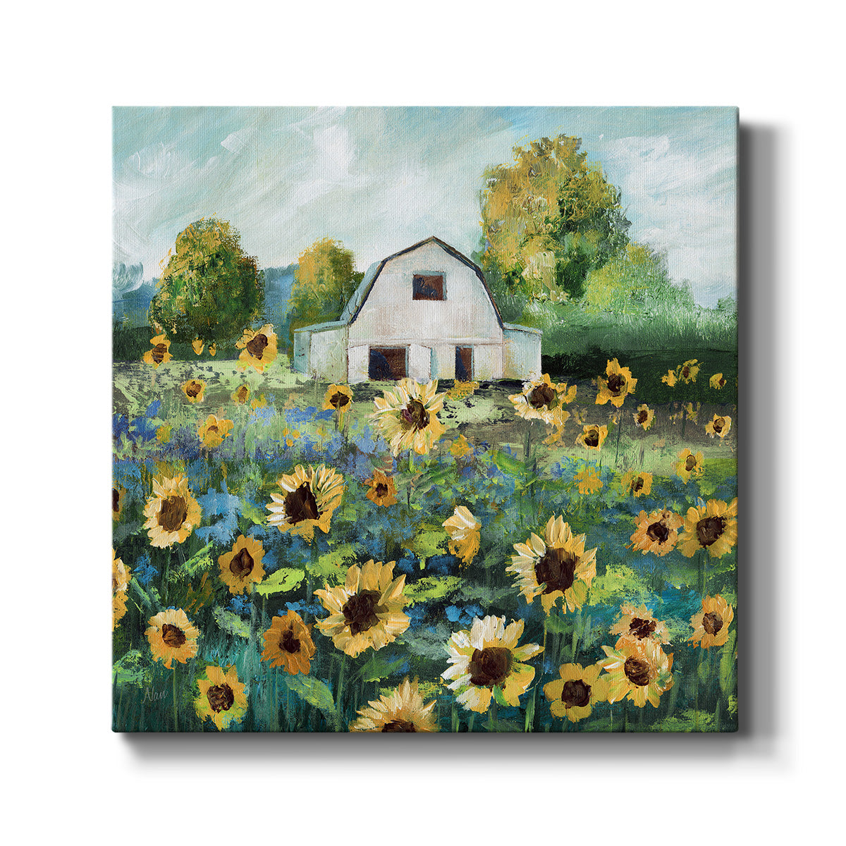 Sunflower Farmhouse  - Canvas Art Print