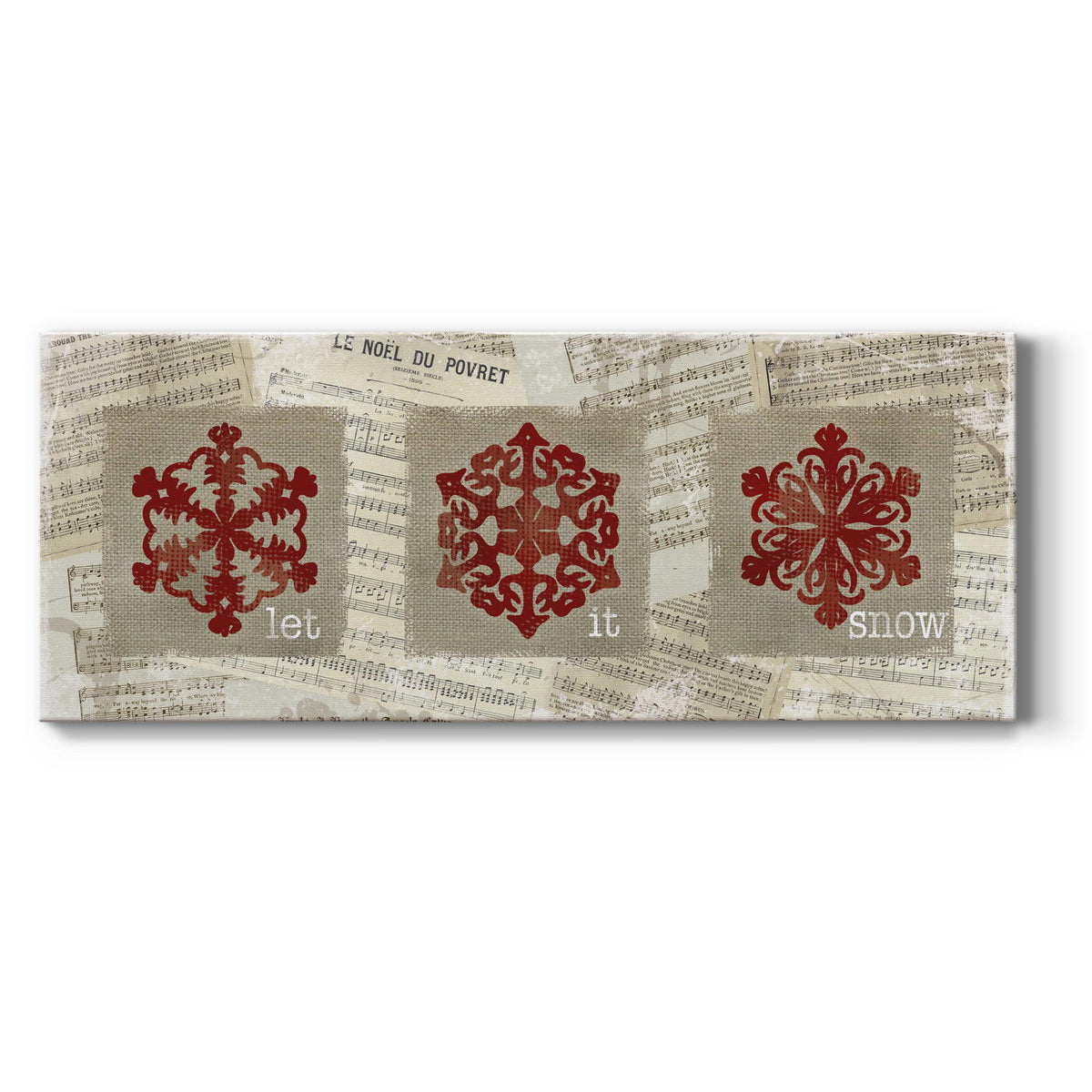 Burlap Music Snowflakes - Canvas Art Print