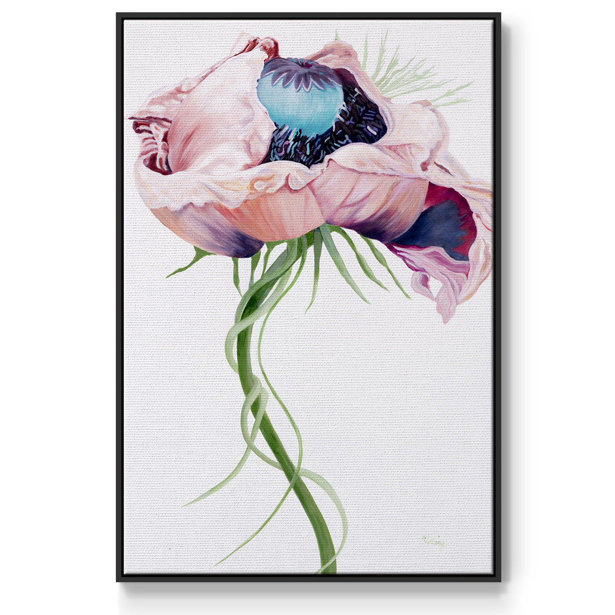 Paris Poppy II - Framed Premium Gallery Wrapped Canvas L Frame - Ready to Hang