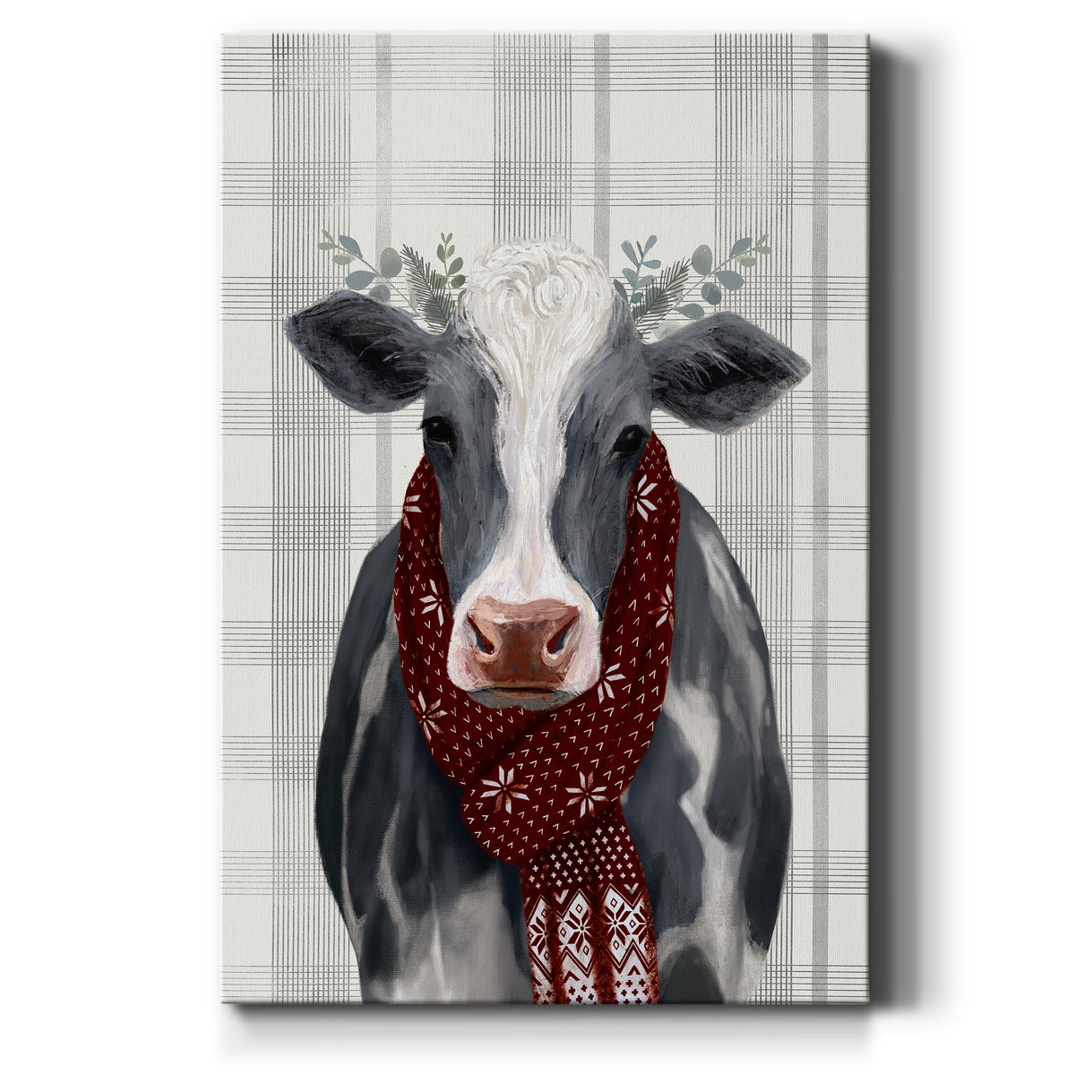 Yuletide Cow II Premium Gallery Wrapped Canvas - Ready to Hang