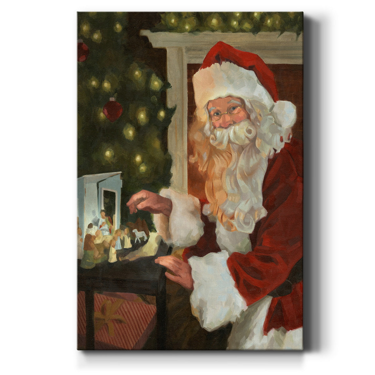 Saint Nick and the Nativity - Canvas Art Print