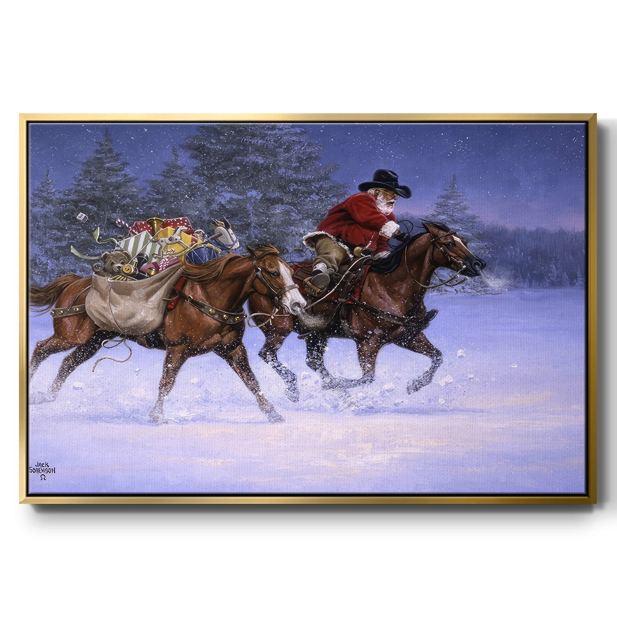 Christmas Rush - Framed Gallery Wrapped Canvas in Floating Frame