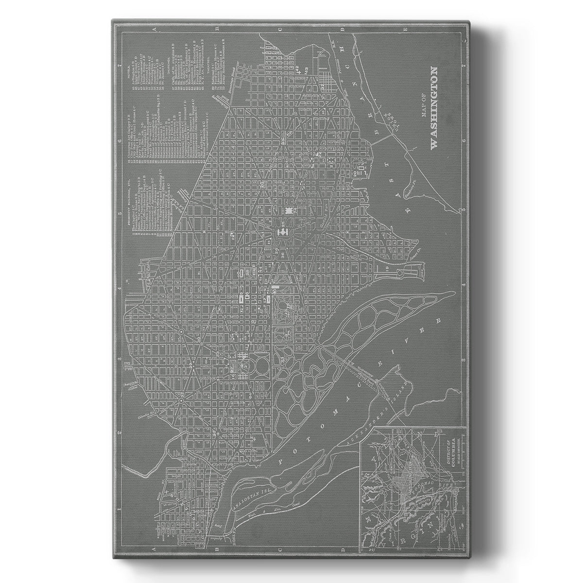 City Map of Washington  D.C. - Canvas Art Print