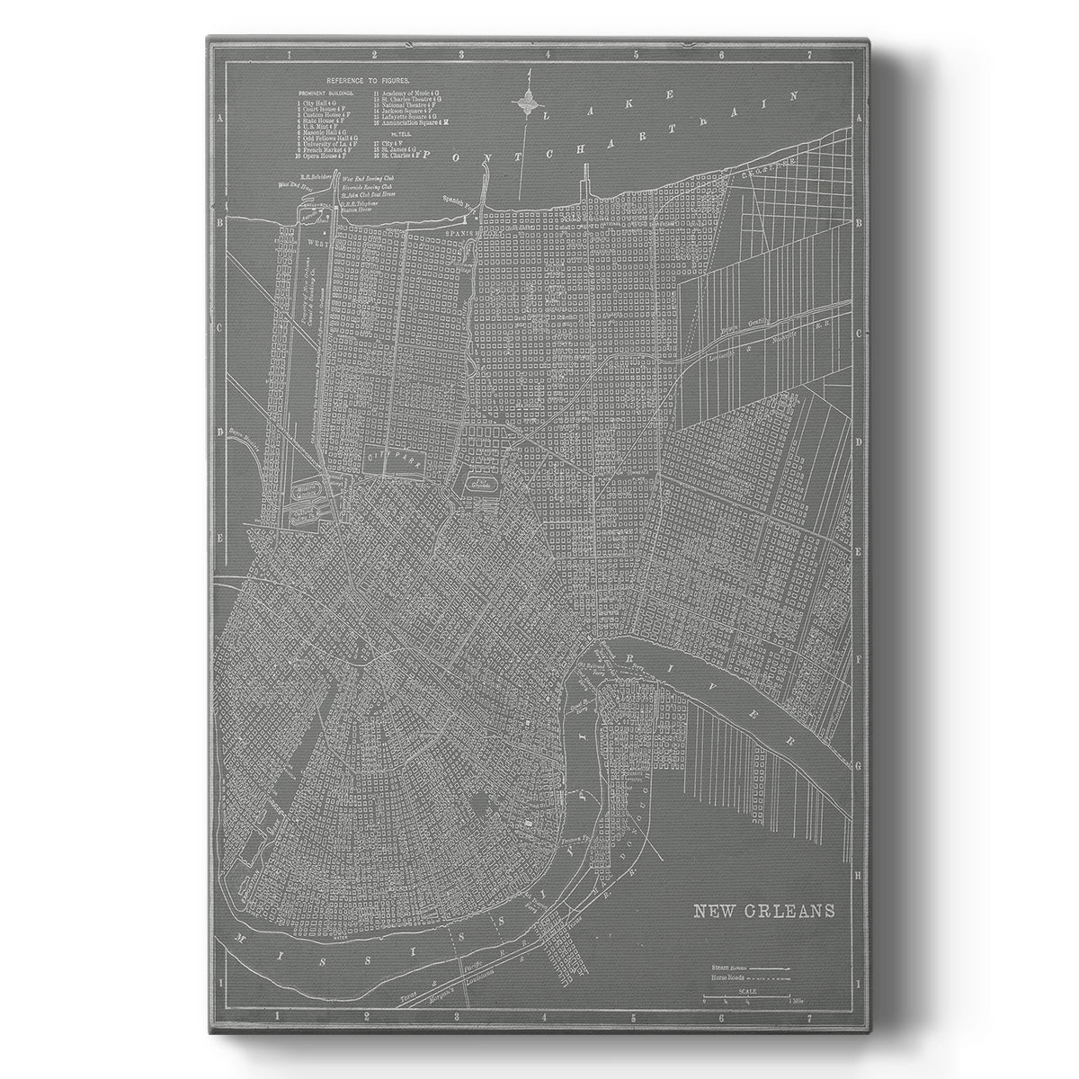 City Map of New Orleans - Canvas Art Print