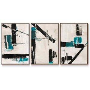 Geometry Notes I - Framed Premium Gallery Wrapped Canvas L Frame 3 Piece Set - Ready to Hang