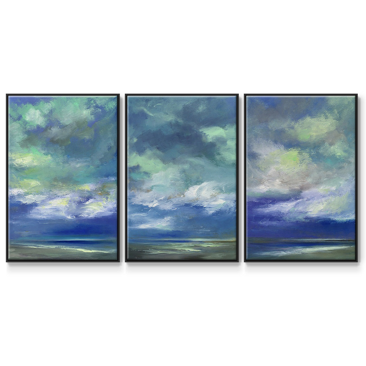 Island Dusk - Framed Premium Gallery Wrapped Canvas L Frame 3 Piece Set - Ready to Hang