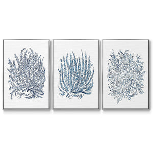 Summer Herb Garden Sketches I - Framed Premium Gallery Wrapped Canvas L Frame 3 Piece Set - Ready to Hang