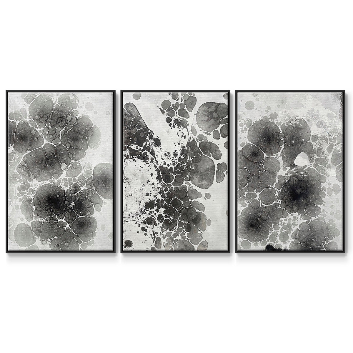 Marbling I - Framed Premium Gallery Wrapped Canvas L Frame 3 Piece Set - Ready to Hang
