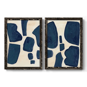 Blue Pieces I - Barnwood Framed Canvas Set