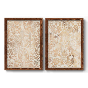 Walnut Damask I - Premium Framed Canvas 2 Piece Set - Ready to Hang