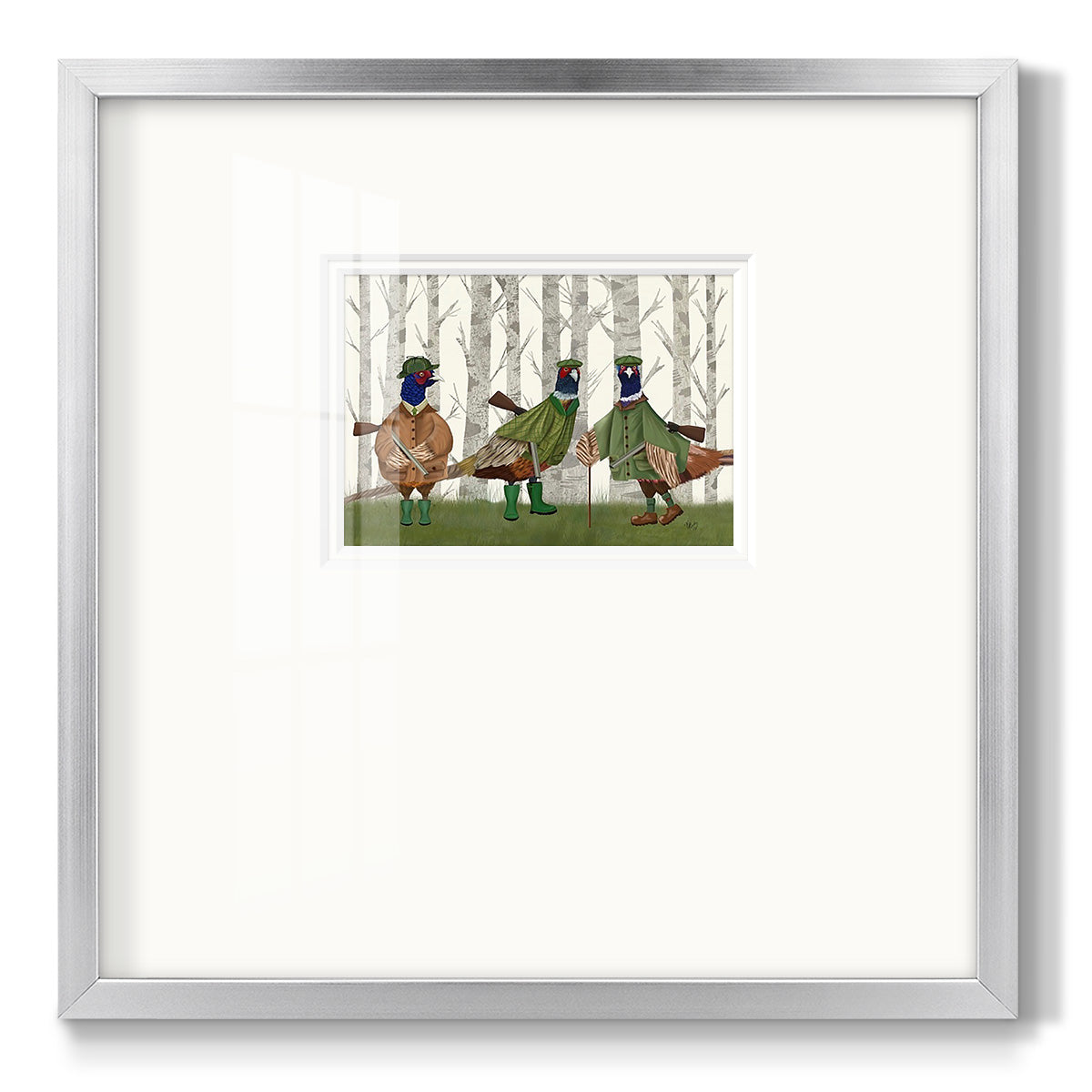 Pheasant Shooting Party Group 2 Premium Framed Print Double Matboard