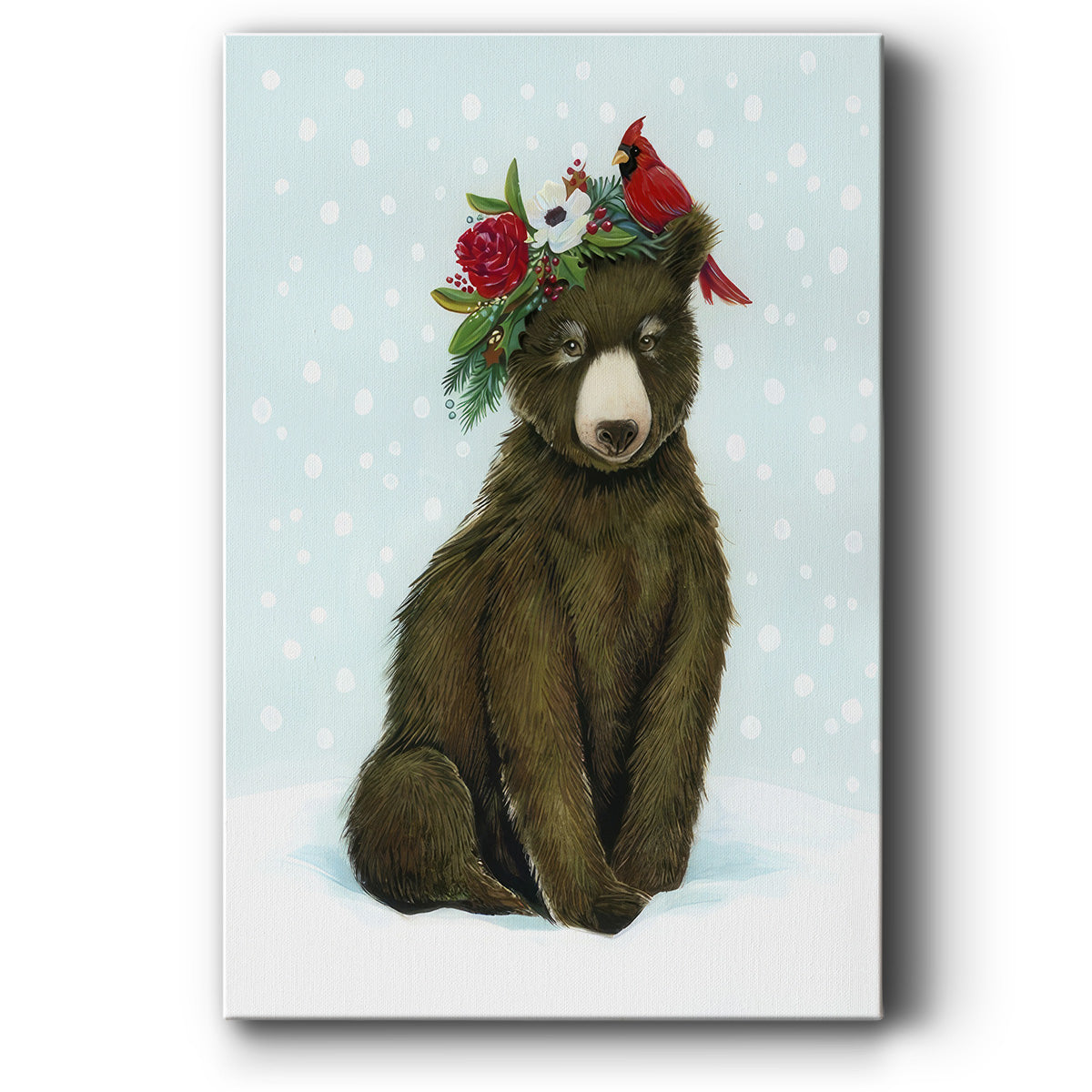 Winter Woodland Creatures with Cardinals I - Canvas Art Print