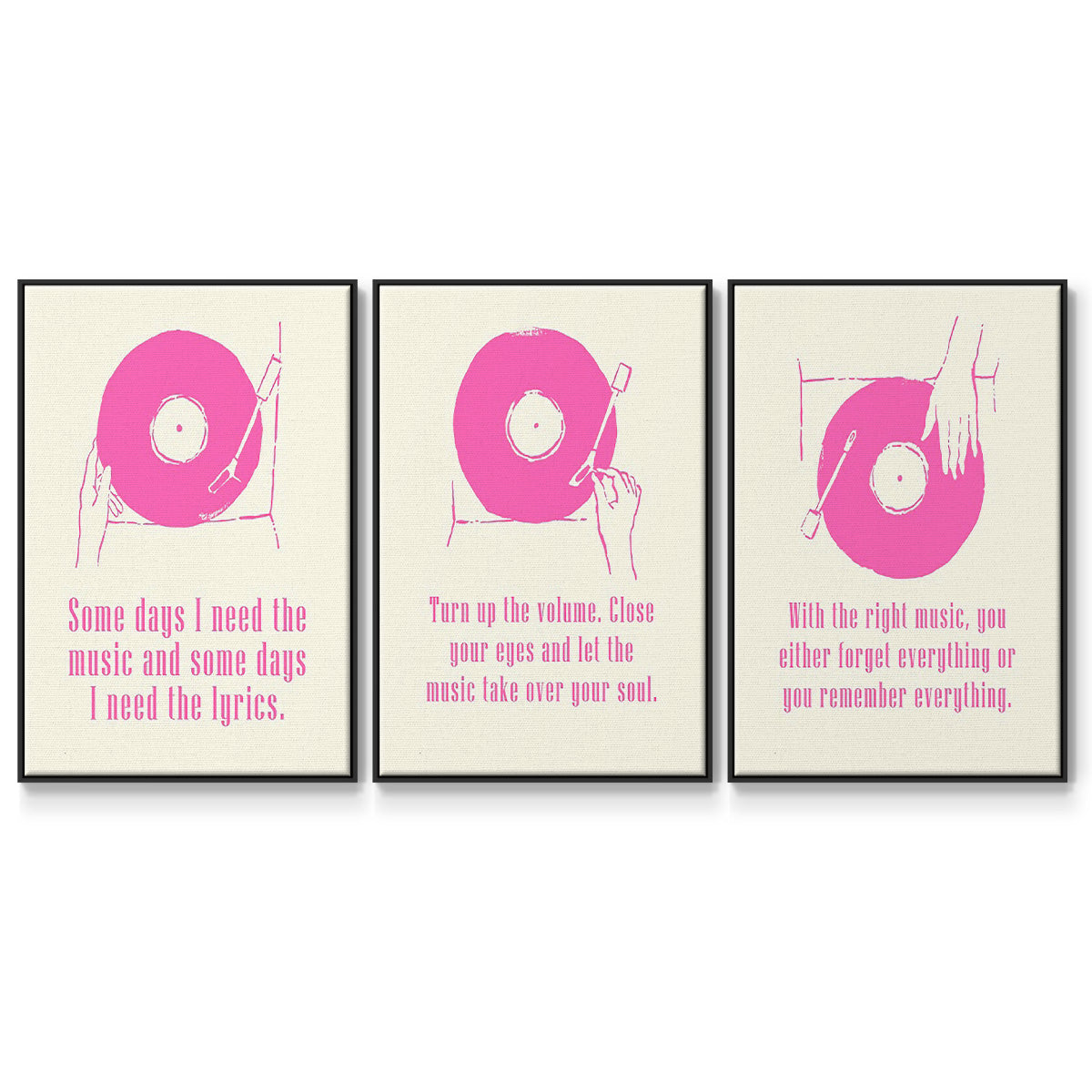 Sweet Melody I - Framed Premium Gallery Wrapped Canvas L Frame 3 Piece Set - Ready to Hang