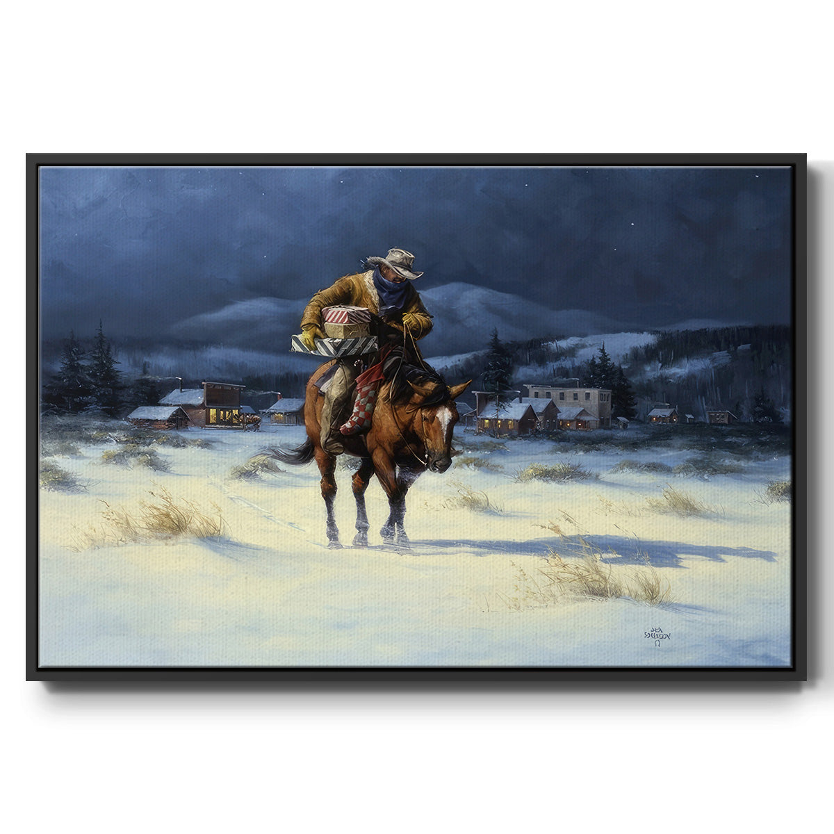 Bringing Christmas Home - Framed Gallery Wrapped Canvas in Floating Frame