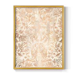 Walnut Damask I - Restickable Framed Art Print