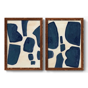 Blue Pieces I - Barnwood Framed Canvas Set