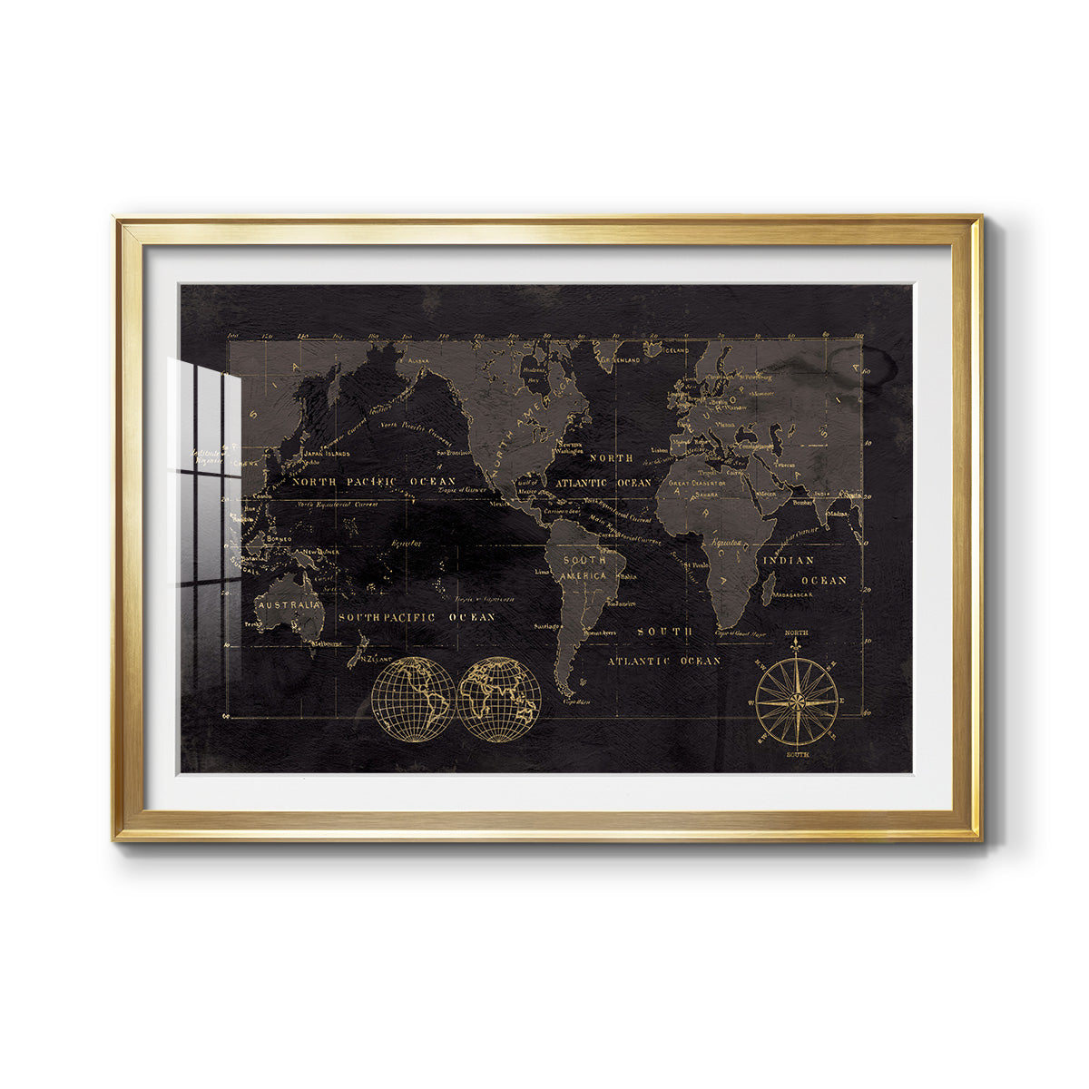 Black Gold Map - Modern Framed Art Print