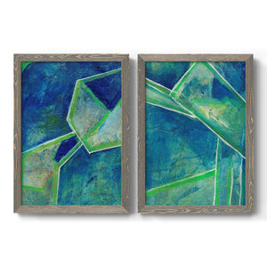 Geometric in Cool III - Premium Framed Canvas 2 Piece Set - Ready to Hang
