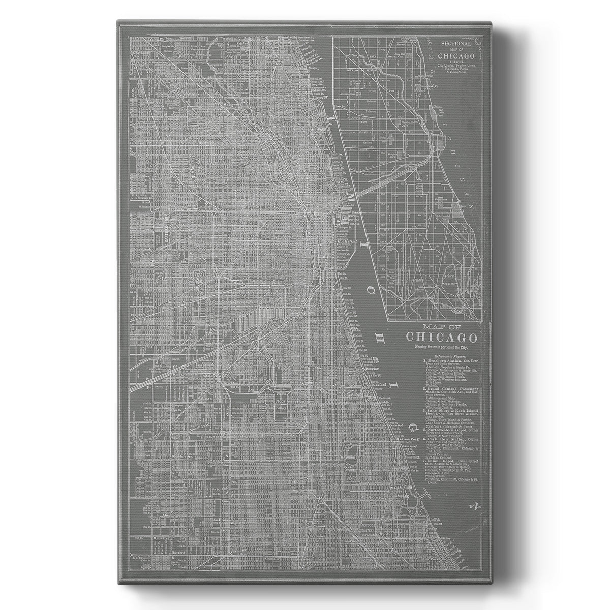 City Map of Chicago - Canvas Art Print