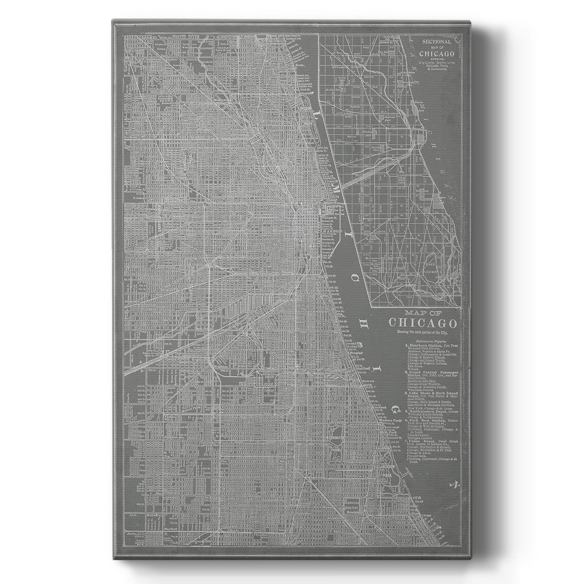 City Map of Chicago Premium Gallery Wrapped Canvas - Ready to Hang