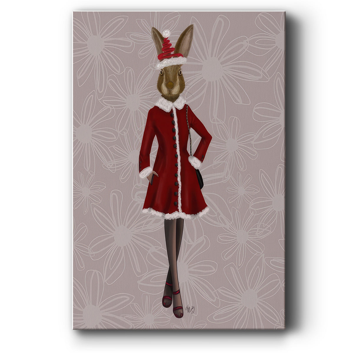 Christmas Christmas Fashion Bunny - Gallery Wrapped Canvas