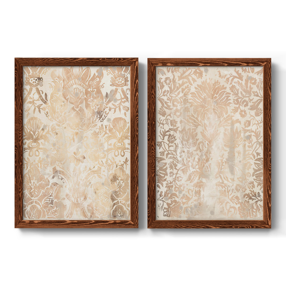 Walnut Damask III - Premium Framed Canvas 2 Piece Set - Ready to Hang